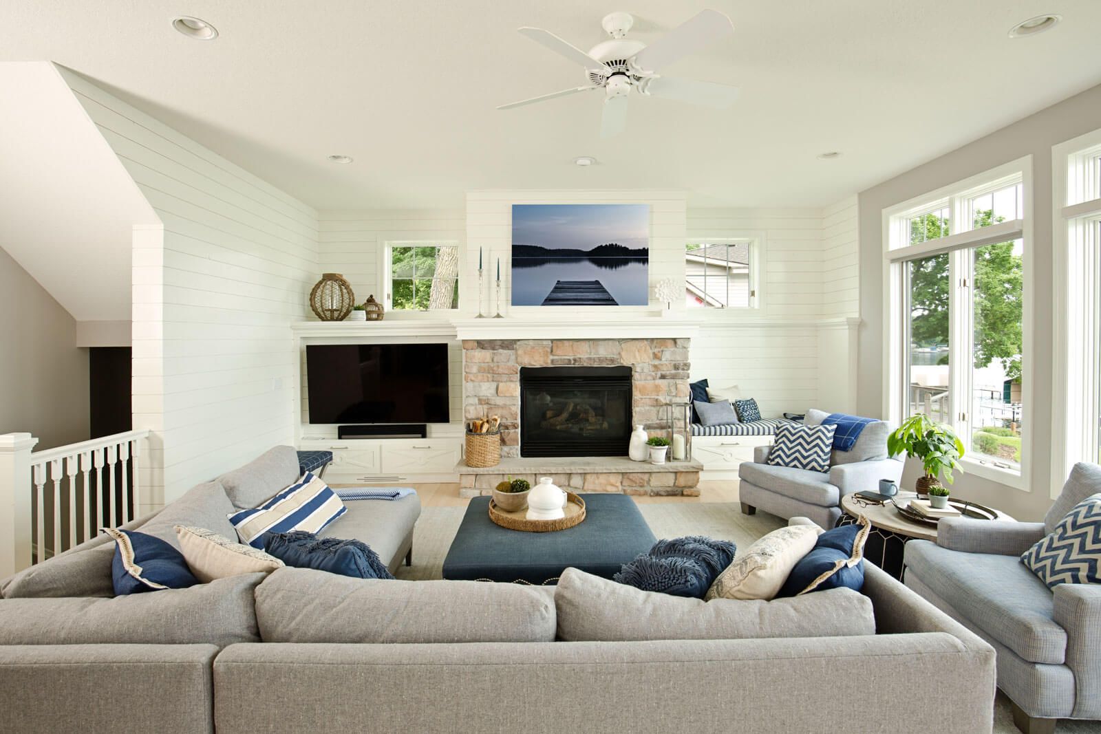 Living room with fireplace