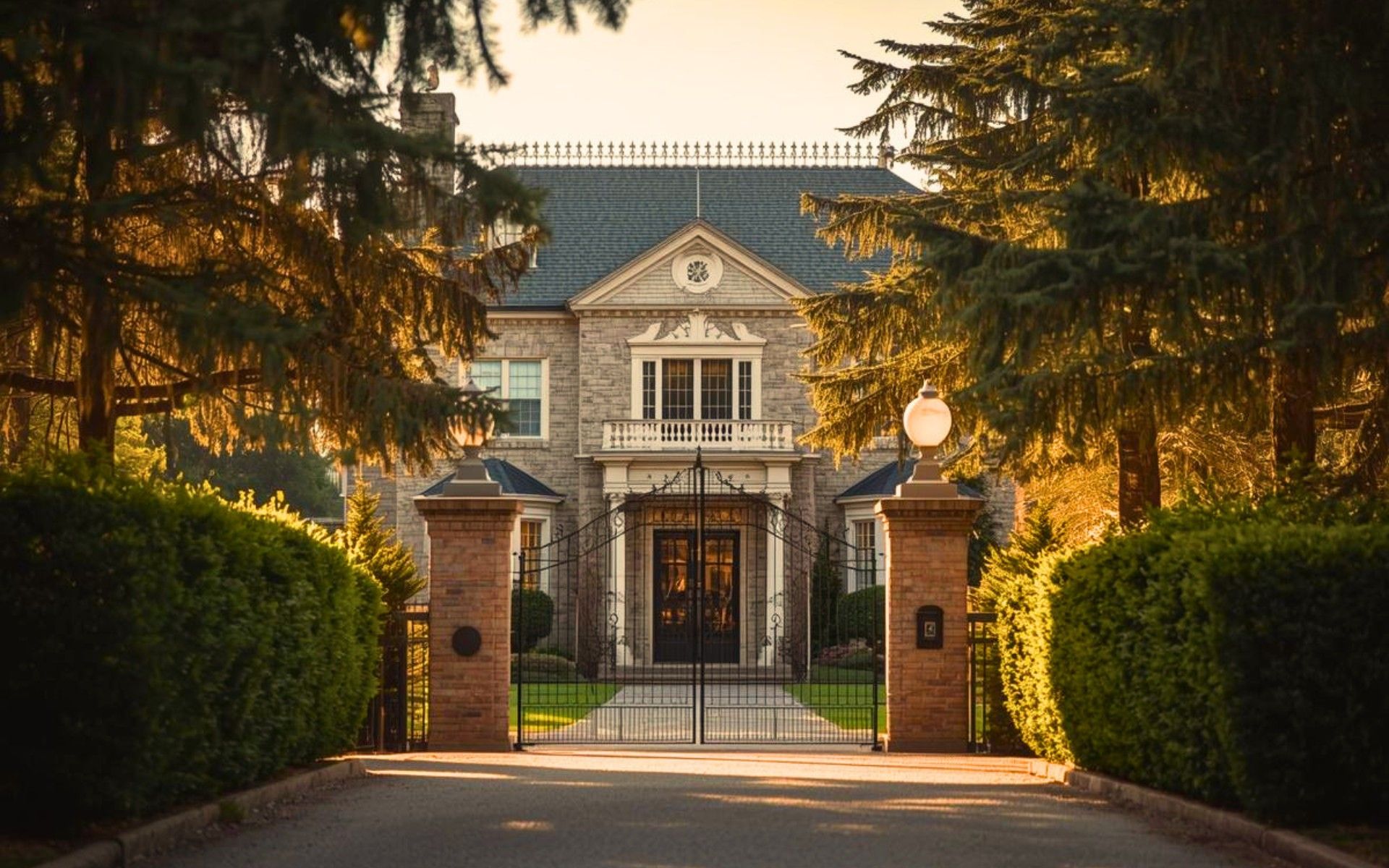 Gated estate home in Mount Royal Calgary with mature landscaping and historic architecture
