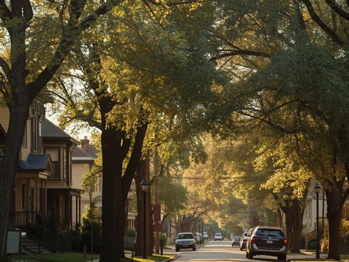 South Calgary residential street with mature trees and quiet inner-city homes near Marda Loop