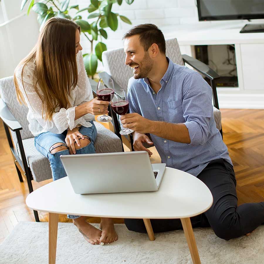 Happy Couple Drinking Wine