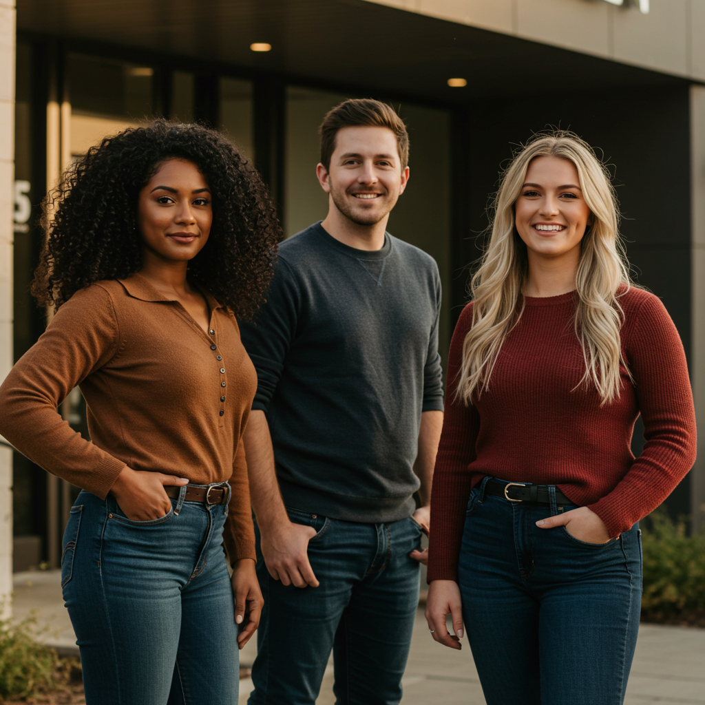 team photo in industrial office