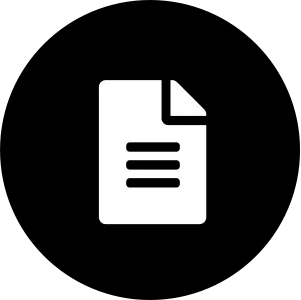 Icon of a document with text lines on a black background