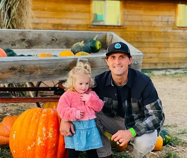 happy family in picture in farmstead