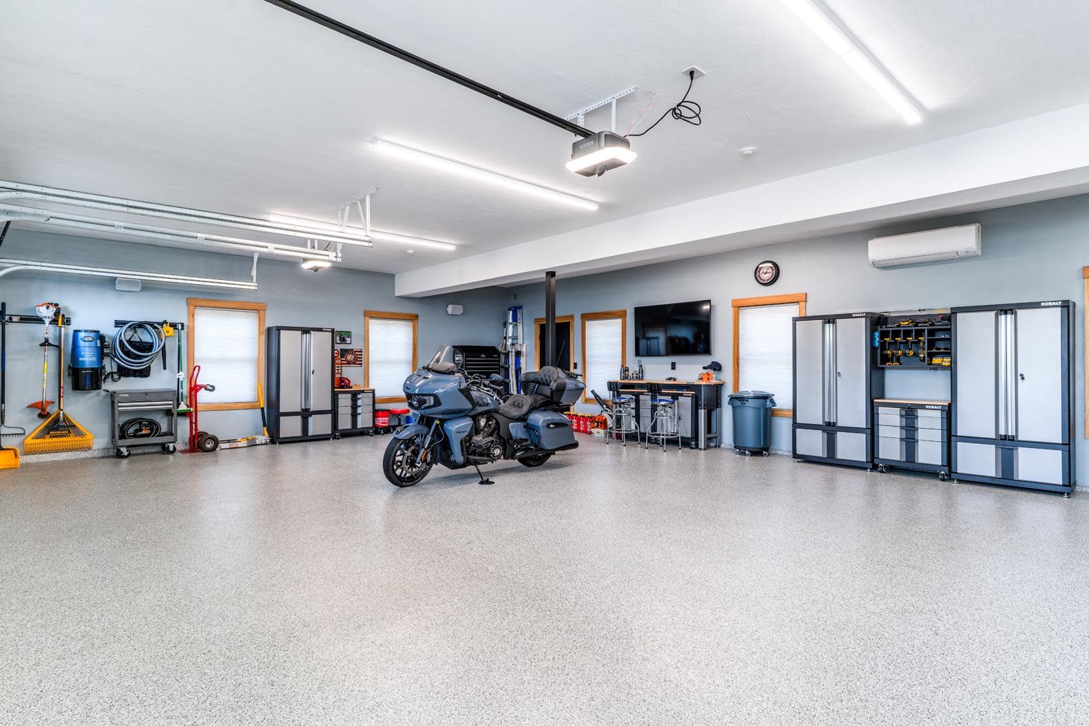 Motorcycle in garage