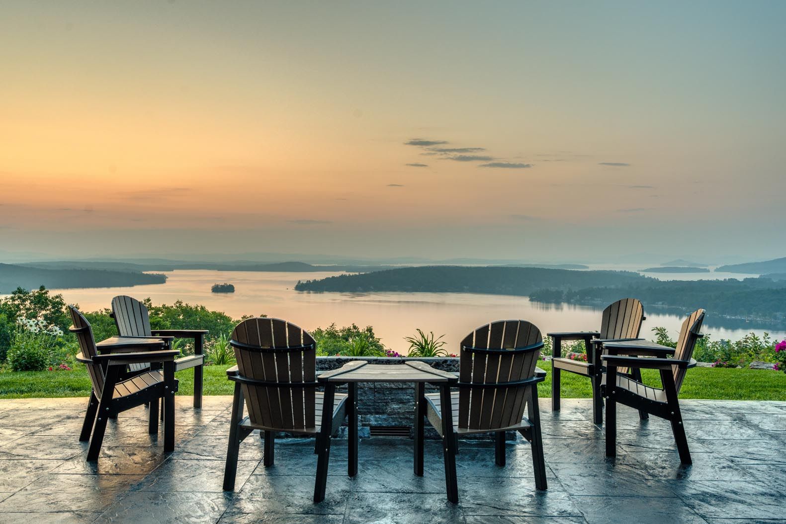 Patio chairs by firepit