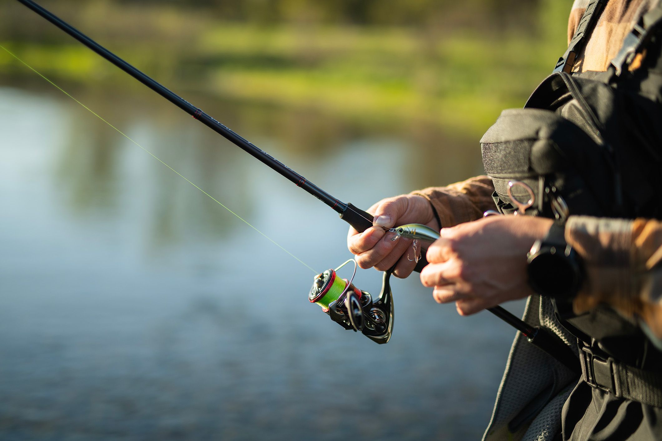 Man fishing in river