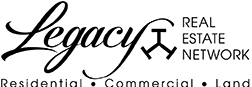 Logo of the Legacy Real Estate Network featuring a stylized script font for 