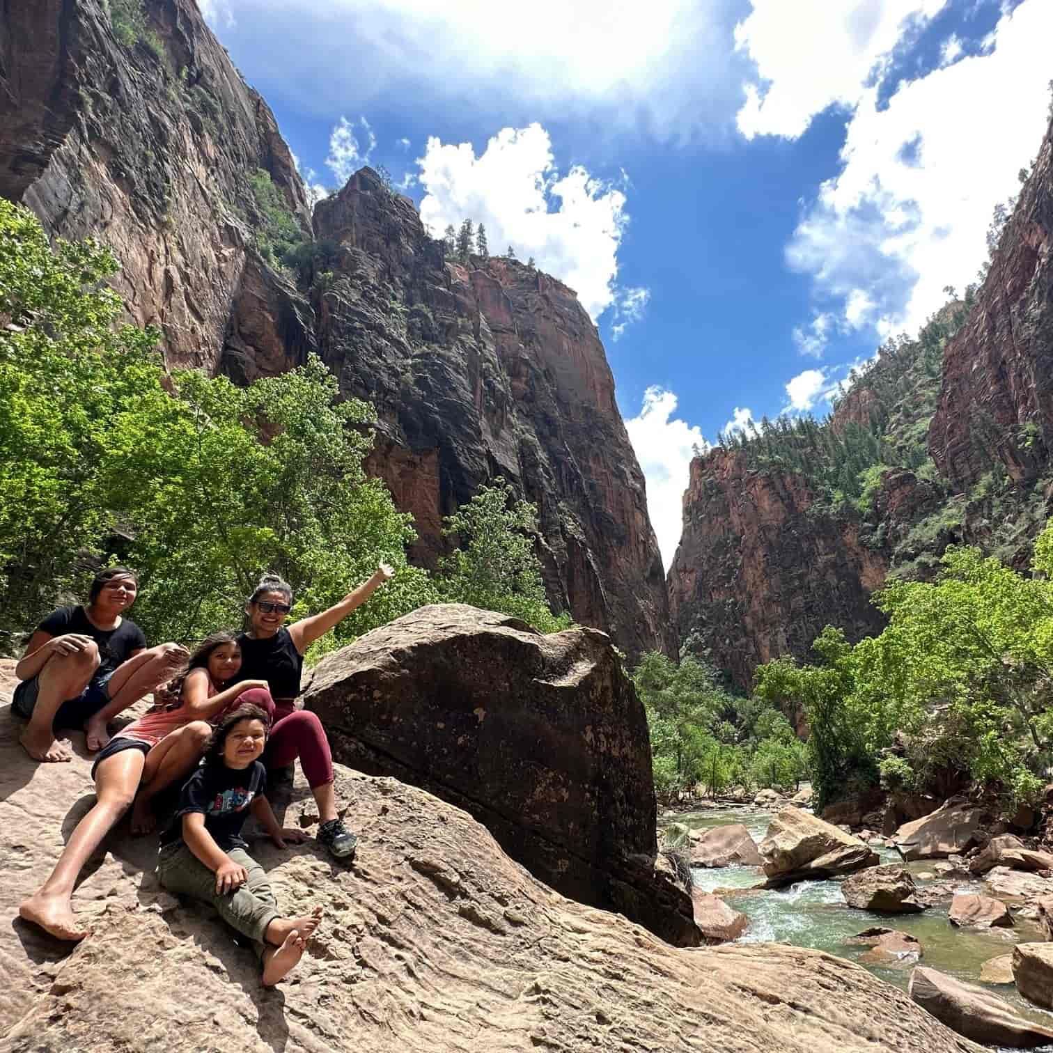 Stephanie and kids at Zion