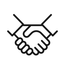 Handshake icon representing partnership and collaboration
