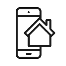 Smartphone displaying a house icon, representing real estate or home automation applications