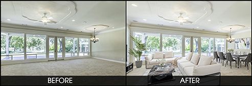 photo of a before and after room preparation