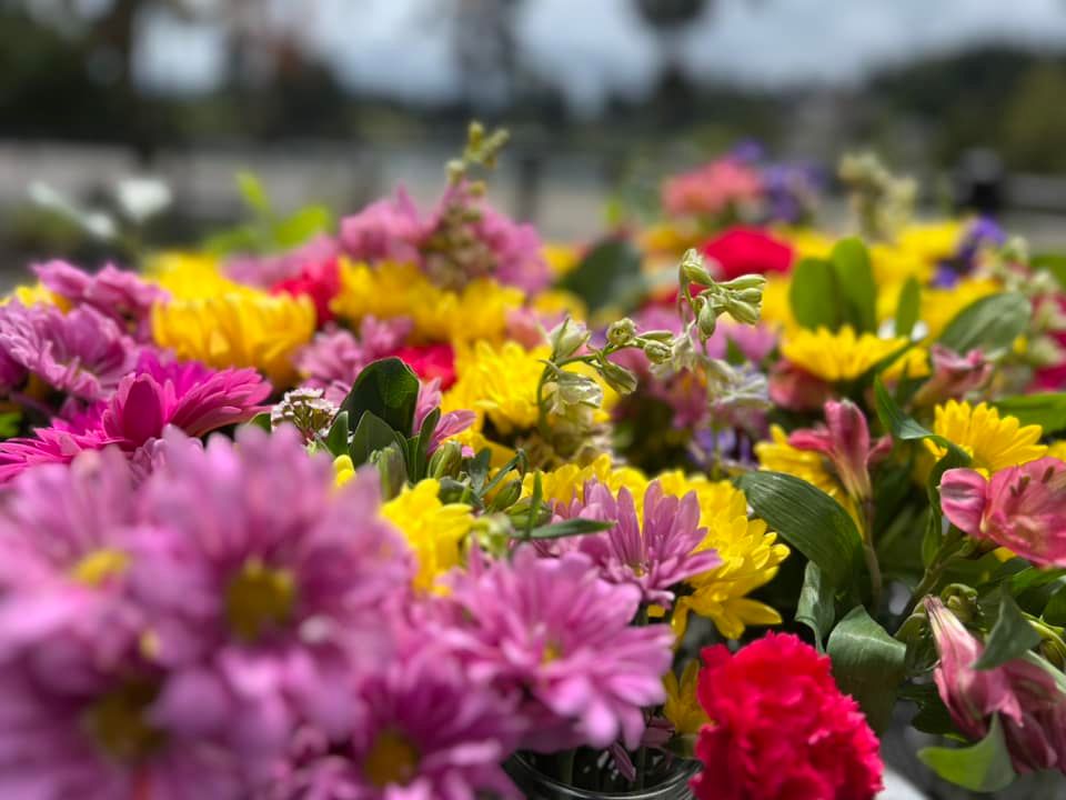 Fresh flowers for sale at the Puyallup Farmers' Market in downtown Puyallup, Washington