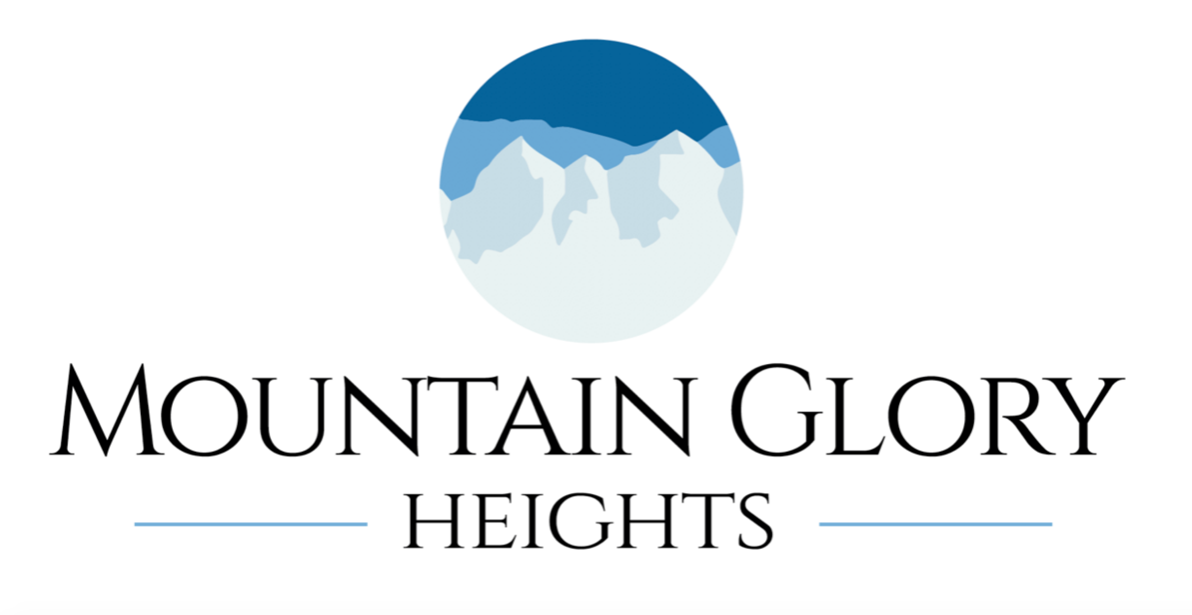 Mountain Glory Heights logo with mountain illustrations and text on a white background.
