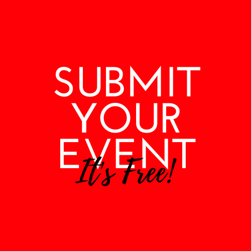 Submit your event for free call to action on red background with white and black text