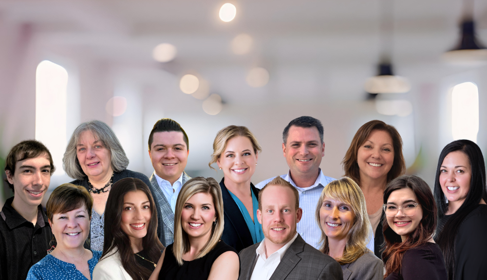 team photo in industrial office