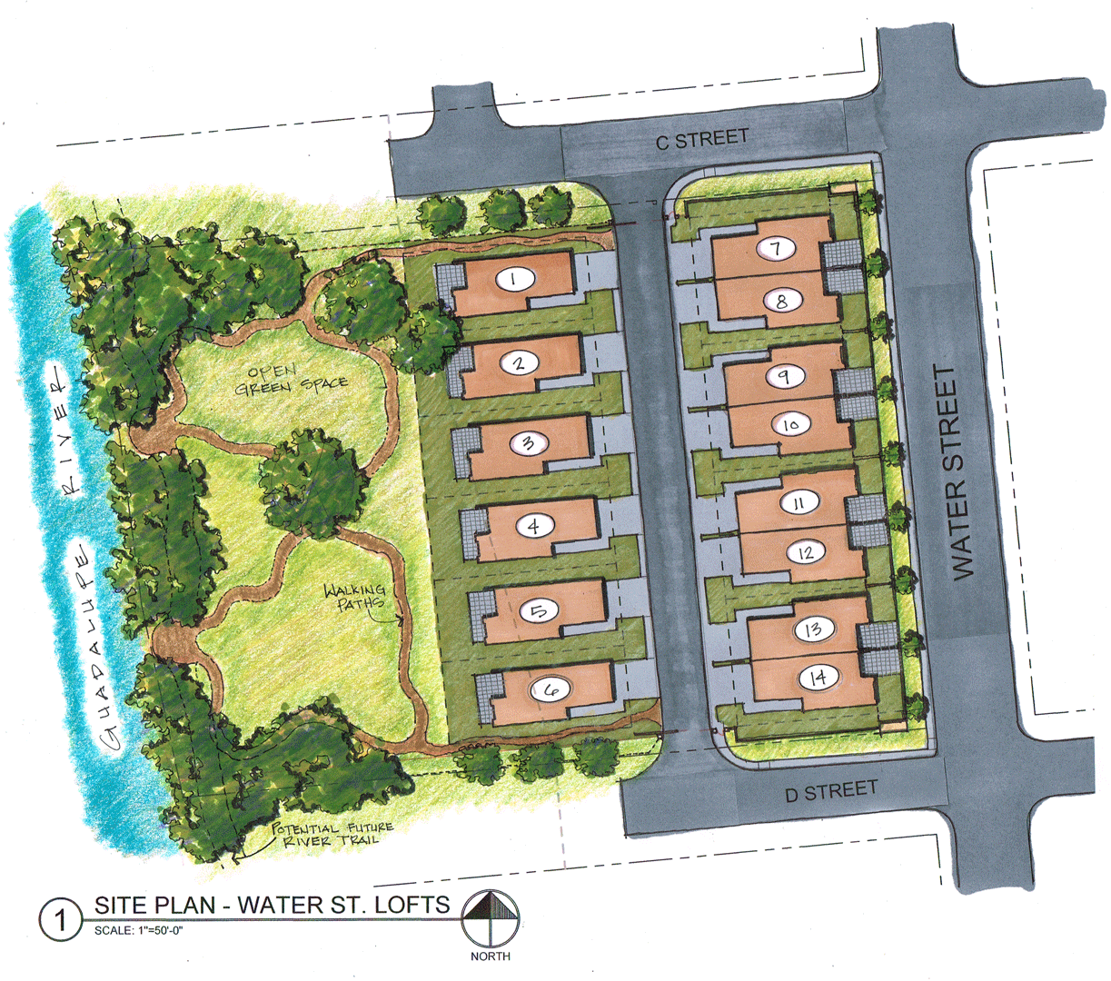 Water Street Site Plan color rendering