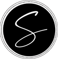 Stylized abstract logo with interconnected loop design in blue and black colors