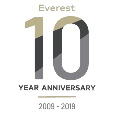Everest 10 Year Anniversary logo celebrating a decade from 2009 to 2019